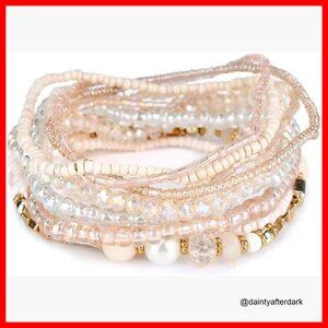 8 Piece Bohemian Stackable Stretch Bead Bracelet Set for Women